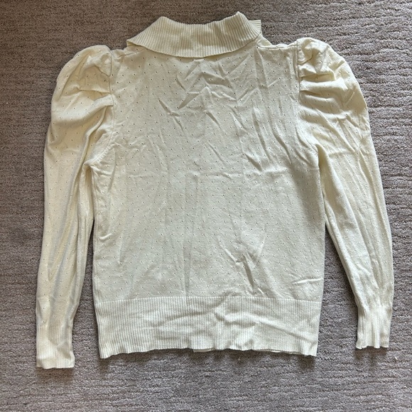 NWT Ember wide collar puff sleeve button down cream cardigan M - Picture 7 of 9